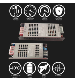 Strømforsyning 200W 12V 1.7A Aluminium IP20 - GXTronic