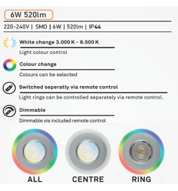 Downlight LED 6W RGB+CCT - Control Remoto - Chip Lumileds