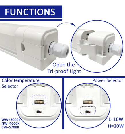 LED Feuchtraumleuchte Integrierten 20W - SAMSUNG chipE - 3CCT - 60cm