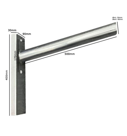 Lamp Post Bracket  Streetlight - for Column and Wall - Galvanized Steel -  50cm