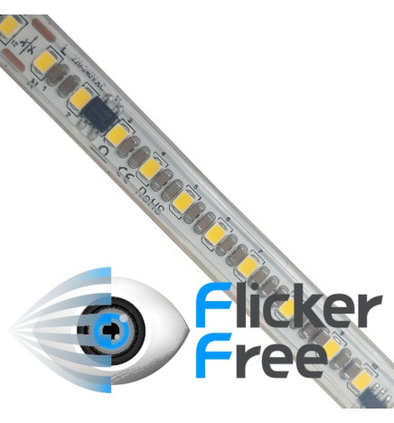 LED-Strip 220V FOTOGRAFI VIDEO | CUT TO MÅLING | 120 LED/m | 50m | SMD2835 | 1800Lm/W | 14W/M | IP67 | Skær hver 10cm