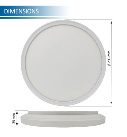 LED Surface mounted ceiling light 20W - 4000K - Lumileds Chip