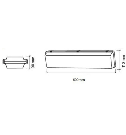 Vandtæt armatur til to LED-lysstofrør IP65 60cm