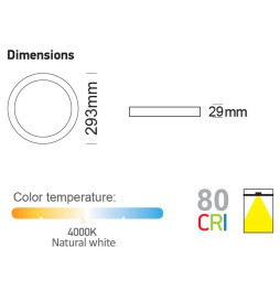 LED Plafonnier 20W - 4000K - Lumileds Chip