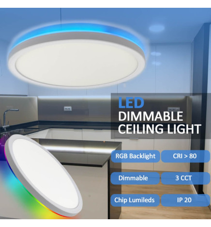 Plafón LED 18W RGB+CCT - Control Remoto - Chip Lumileds