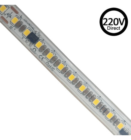 Striscia LED 220V FOTO VIDEO | TAGLIO PERSONALIZZATO | 120 LED/m | 50m | SMD2835 | 1800Lm/W | 14W/M  | IP67 | Tagliare ogni 10cm