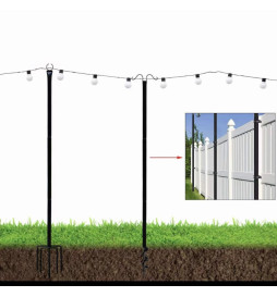 Kit med 2 Metallstöd - 2,4 meter - för girlanger och utomhusbelysning