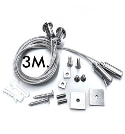 Kit suspendu universel - Argent - avec câble de 3m - Pack de 2 unités