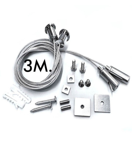 Universelles Hängekit - Silber - mit 3m Kabel - Packung mit 2 Einheiten