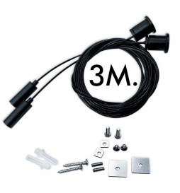 Universelt Hengesett - Svart - med 3m kabel - Pakke med 2 enheter