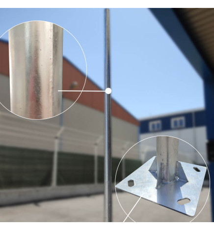 Columna Troncocónica Galvanizada -  3 metros - Punta 60mm