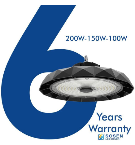 Campana LED UFO BÉLGICA 200W-150W -100W SOSEN Driver - Dimable 1-10V - 170lm/w - IP65