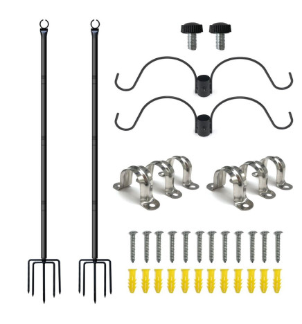 Kit mit 2 Metallhalterungen - 2,4 Meter - für Girlanden und Außenbeleuchtung