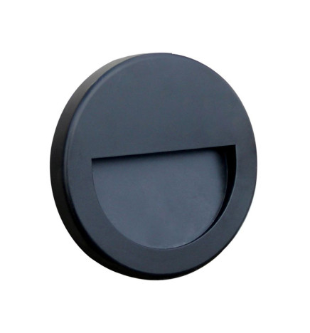 "Balise LED - Slim - 3W - Circulaire Noire - Surface - Intérieur Extérieur - IP65