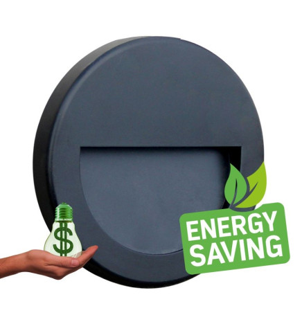 Baliza LED - Slim - 3W - Circular Preto - Superfície - Interior Exterior - IP65