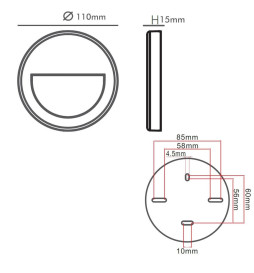 Baliza LED Slim 3W - Circular Negro - Superficie - Interior  Exterior-  IP65