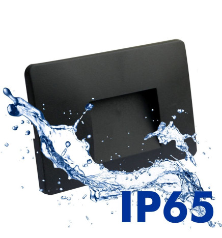 LED Wall Light - Slim - 3W - Black Rectangular - Surface - Indoor Outdoor - IP65