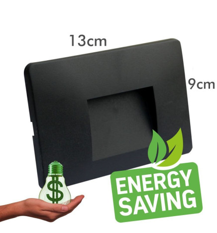 Baliza LED Slim 3W - Rectangular Negro - Superficie - Interior  Exterior-  IP65