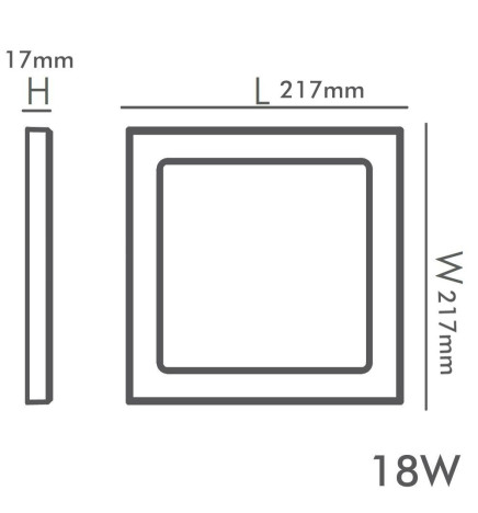 Downlight+  Plafonnier LED - Carré - MOSS BLANC - 18W AJUSTABLE - CCT Couleur Sélectionnable