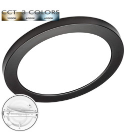 Downlight + LED-taklampa - Cirkulär -SVART MOSS - 24W JUSTERBAR - Valbar CCT-färg