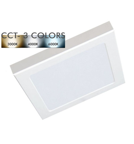 Downlight +  Plafond LED - Quadrado - 18W - MOSS BRANCO -AJUSTABLE -  CCT Cor Selecionável