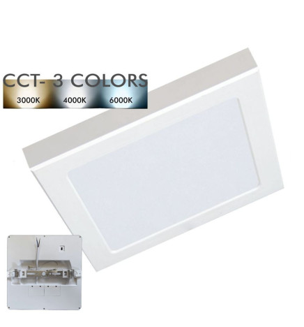 Downlight+  Plafonnier LED - Carré - MOSS BLANC - 18W AJUSTABLE - CCT Couleur Sélectionnable