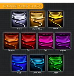 LED-neon - 5 meter - BLÅ - LED 6 mm - 12V - Skær 2,5 cm