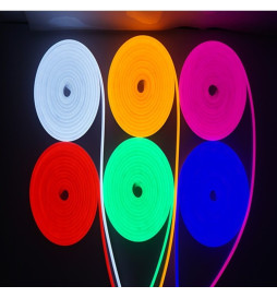 LED-neon - 5 metriä - RUUSU - LED 6 mm - 12V - Leikkaa 2,5 cm