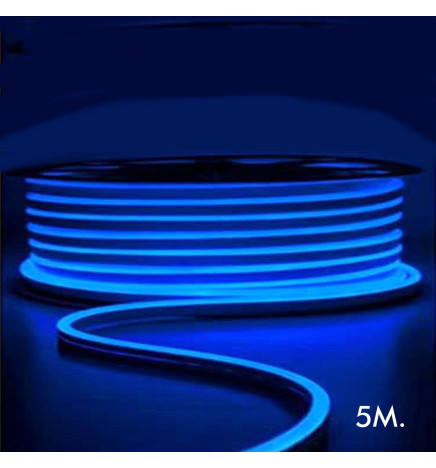LED-neon - 5 metriä - SININEN - LED 6 mm - 12V - Leikkaa 2,5 cm