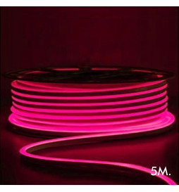 LED-neon - 5 meter - ROSA - LED 6 mm - 12V - Klipp 2,5 cm