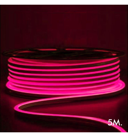 LED-neon - 5 meter - ROSA - LED 6 mm - 12V - Klipp 2,5 cm