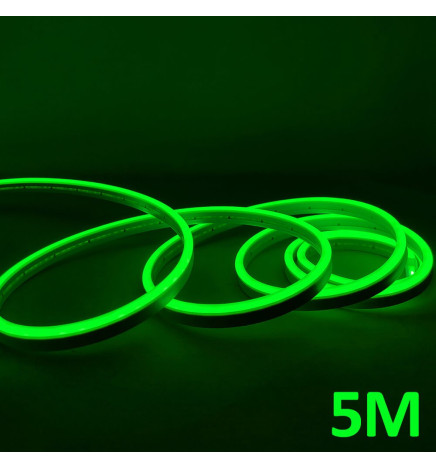 LED-neon - 5 meter - GRØNN - LED 6 mm - 12V - Klipp 2,5 cm