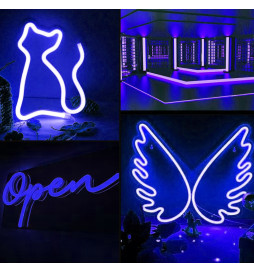 LED-neon - 5 meter - BLÅ - LED 6 mm - 12V - Klipp 2,5 cm