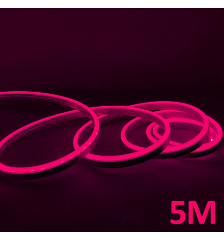 LED-neon - 5 metriä - RUUSU - LED 6 mm - 12V - Leikkaa 2,5 cm