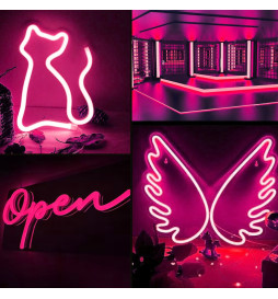 LED-neon - 5 meter - ROSA - LED 6 mm - 12V - Skær 2,5 cm