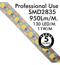 Tira LED 24V |130 LED/m | 5m | SMD2835 | 950Lm |11W/M | CRI93 | IP20