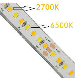 LED-remsa 24V | 240xLED/m | 5m | SMD2025 | CCT | 10W/M | IP20