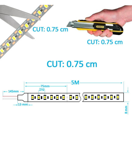 Striscia LED 24V |130 LED/m | 5m | SMD2835 | 950Lm |11W/M | CRI93 | IP20