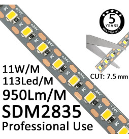 LED Streifen 24V |130 LED/m | 5m | SMD2835 | 950Lm |11W/M | CRI93 | IP20