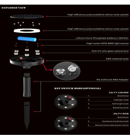 Aurinkopistoke puutarhavalaisin LED - GENK - IP65 - CCT