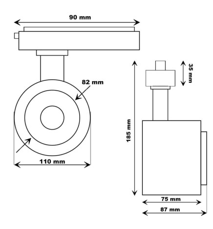 LED-Strahler - 1-Phasen- 40W-26W - ROME - GxTronic-Treiber - Einstellbare Optik 24º-60º -UGR13- CCT