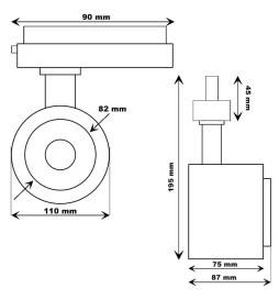 Spot LED Triphasé - 40W-26W - ROME - Driver GxTronic - Optique réglable 24º-60º - CCT - Couleur sélectionnable