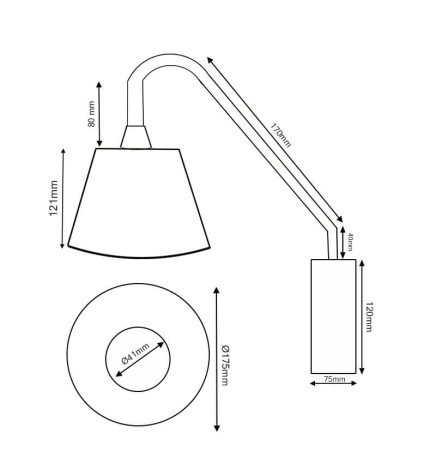 Black LED Wall Light - LERUM - For E27 LED