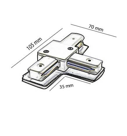  Conector tipo T para Carril Monofásico REFORZADO Medidas