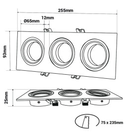 Anneau  blanc orientable pour GU10