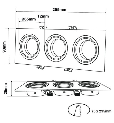 Housing Square Adjustable WHITE for GU10