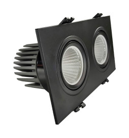 LED Downlight 30W - Justerbar -  SVART - Dubbel -CRI+92 - UGR13