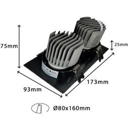 Downlight LED 30W - Ajustável - PRETO Dobro - CRI+92 - UGR13