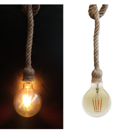 Lámpara Colgante Cuerda Lino E27