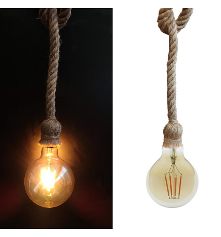 Lámpara Colgante Cuerda Lino E27